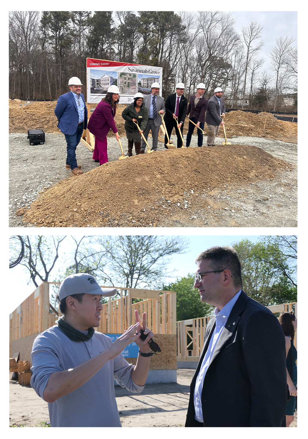 Governor Meyer and community members at housing construction and groundbreaking events